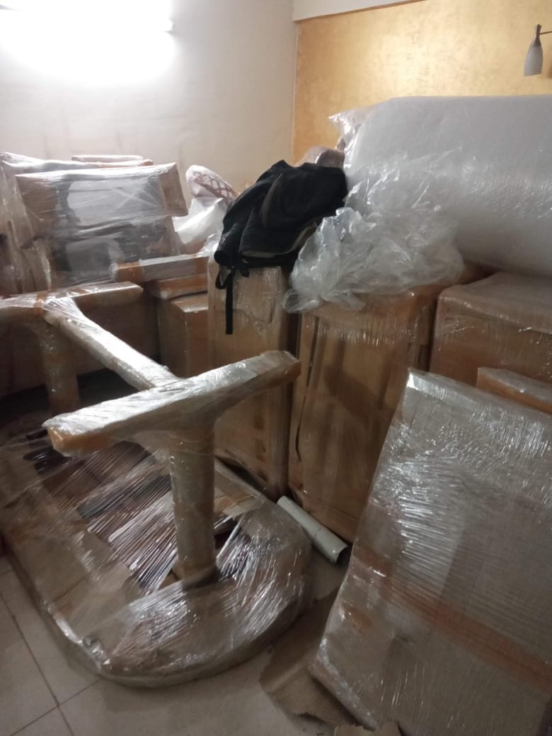 Boxes and furniture prepared for transportation