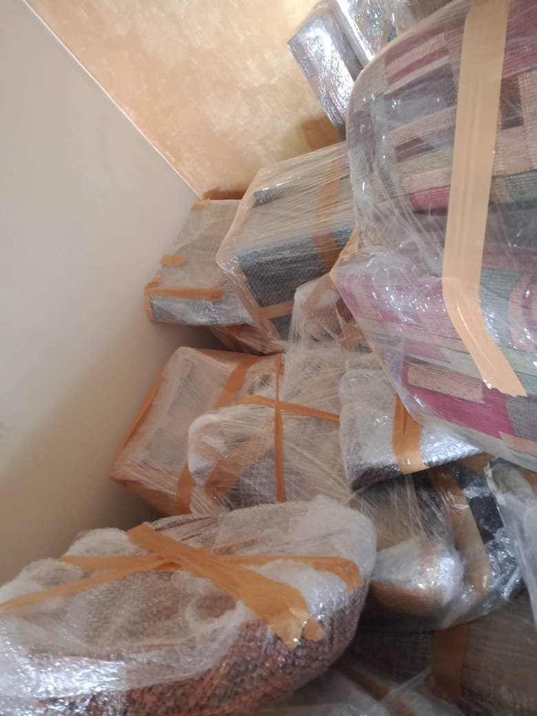 Furniture secured for transport in truck